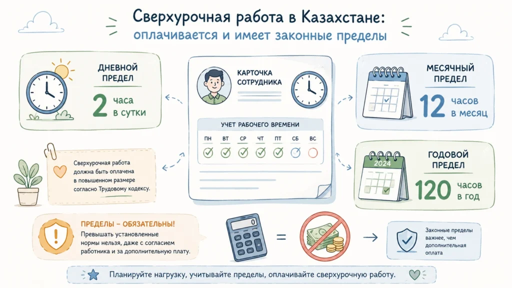 Лимиты сверхурочной работы в Казахстане по ТК РК