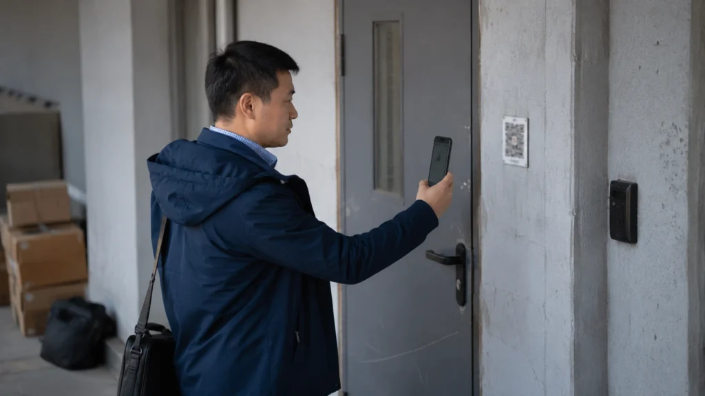 Выездной сотрудник отмечает работу на объекте через QR-код