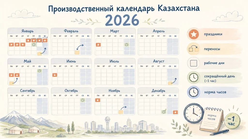 Праздники переносы и сокращенные дни в производственном календаре РК 2026