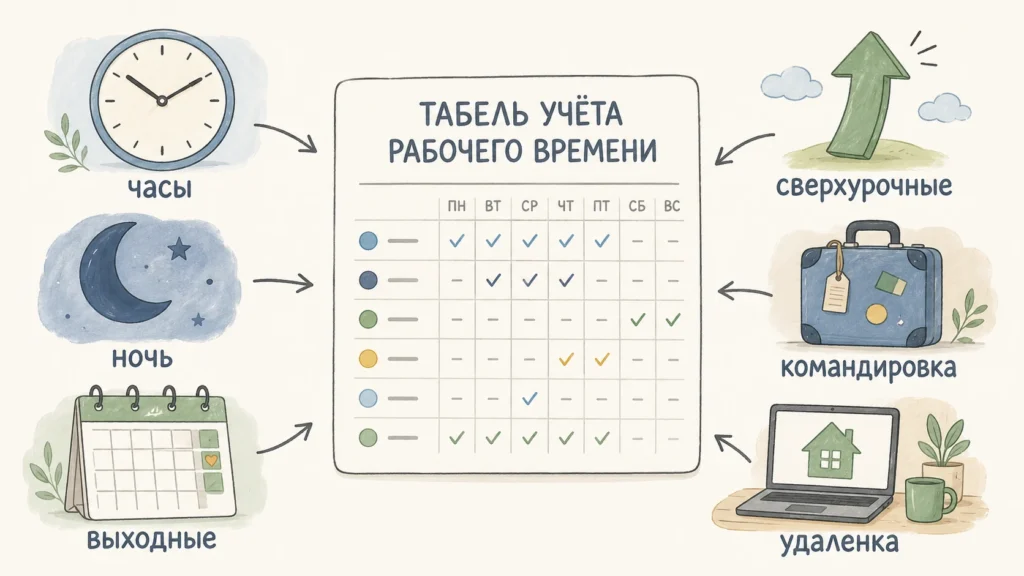 Коды и категории в табеле учета рабочего времени